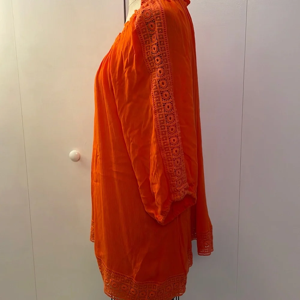 Westport orange 3/4 sleeve blouse with embroidered detail - Picture 3 of 8